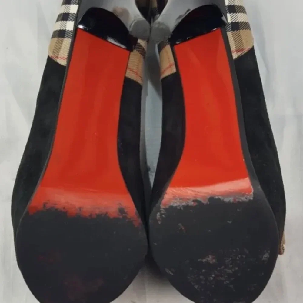 Burberry Women's Black Vintage Classy Check Pumps high heels Leather - Picture 9 of 12